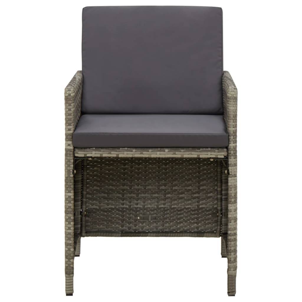 vidaXL Gartenstühle mit Kissen 4 Stk. Poly Rattan Grau