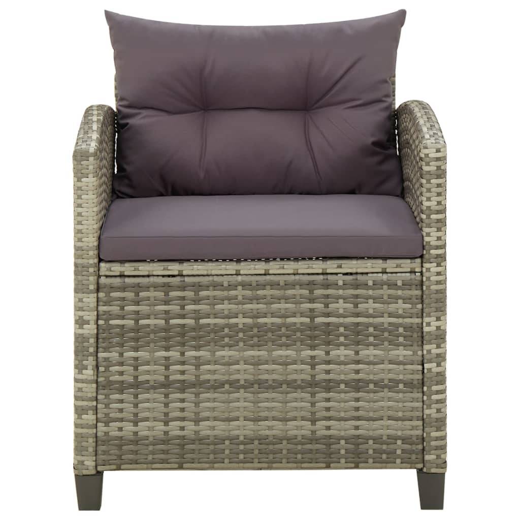 vidaXL Gartenstuhl mit Kissen Poly Rattan Grau