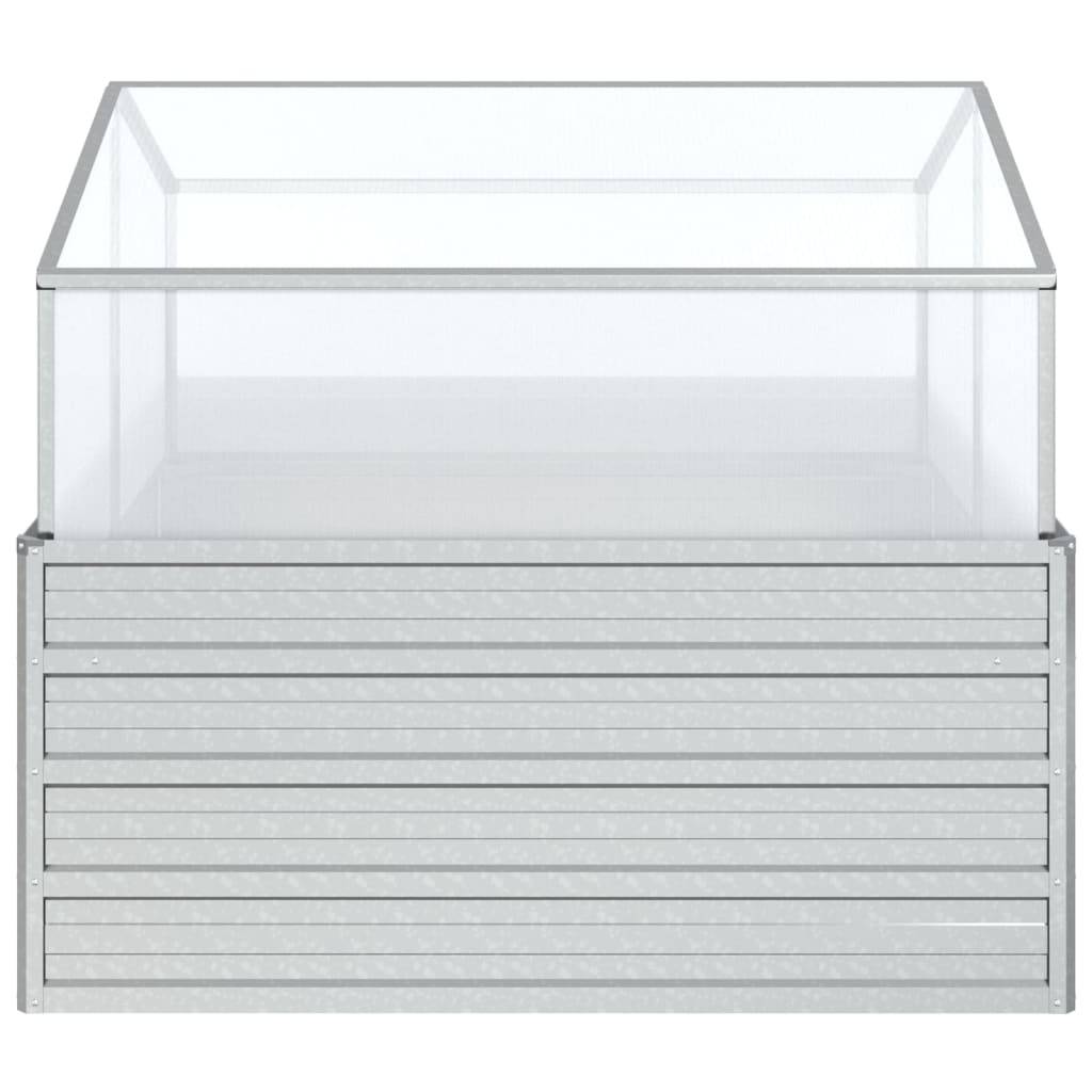 vidaXL Garten-Hochbeet mit Gewächshaus 100x100x85 cm Silber