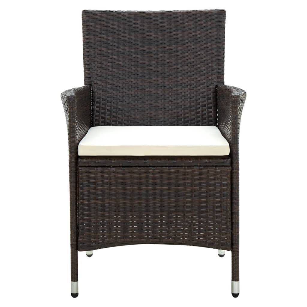 vidaXL Gartenstühle mit Sitzpolster 4 Stk. Poly Rattan Braun