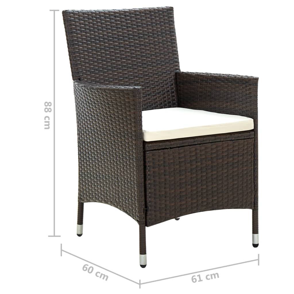 vidaXL Gartenstühle mit Sitzpolster 4 Stk. Poly Rattan Braun