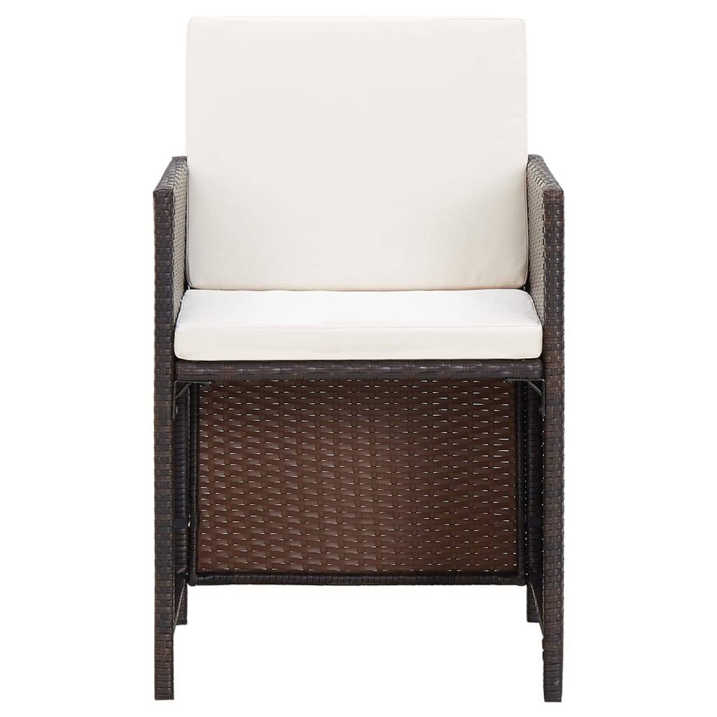vidaXL 4-tlg. Gartenstuhl und Hocker Set Poly Rattan Braun