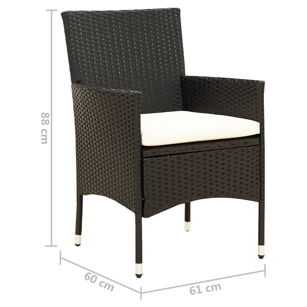 vidaXL Gartenstühle mit Kissen 2 Stk. Poly Rattan Schwarz
