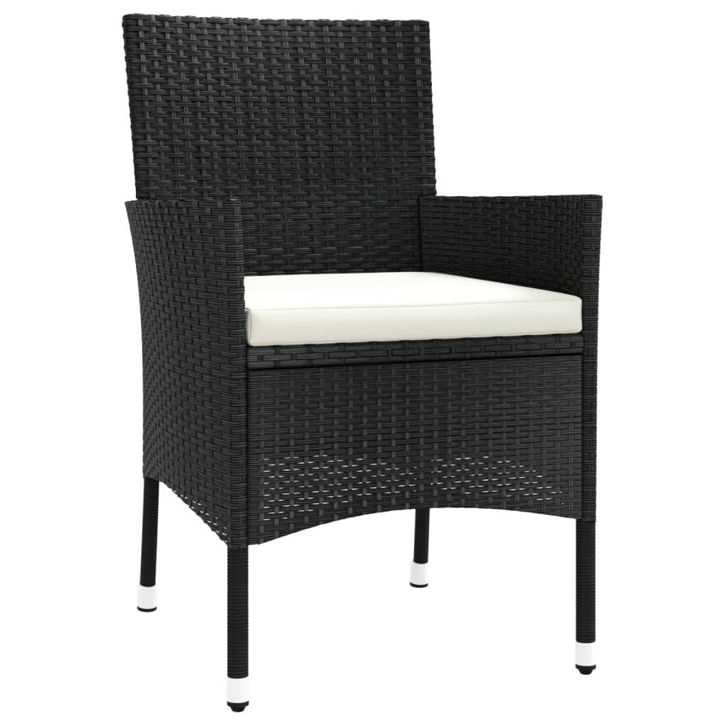 vidaXL Gartenstühle mit Kissen 4 Stk. Poly Rattan Schwarz