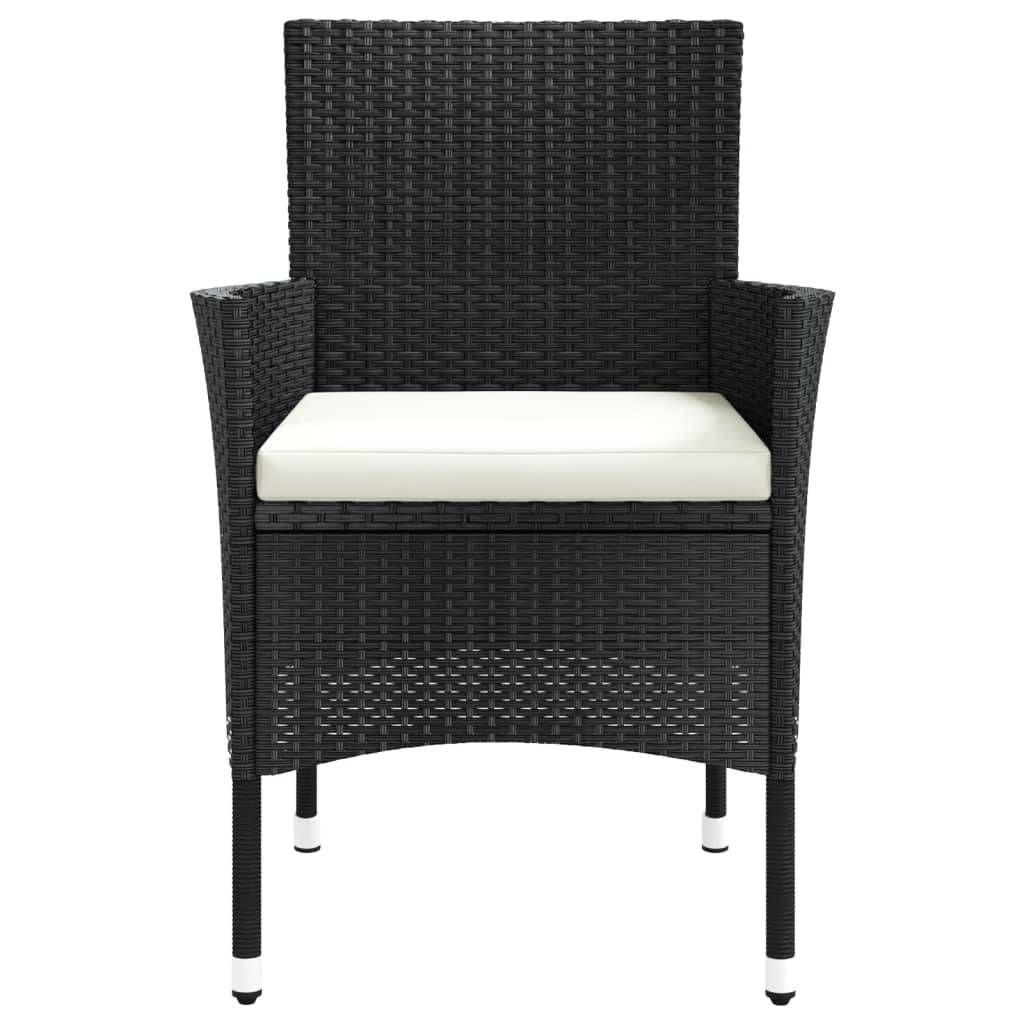 vidaXL Gartenstühle mit Kissen 4 Stk. Poly Rattan Schwarz