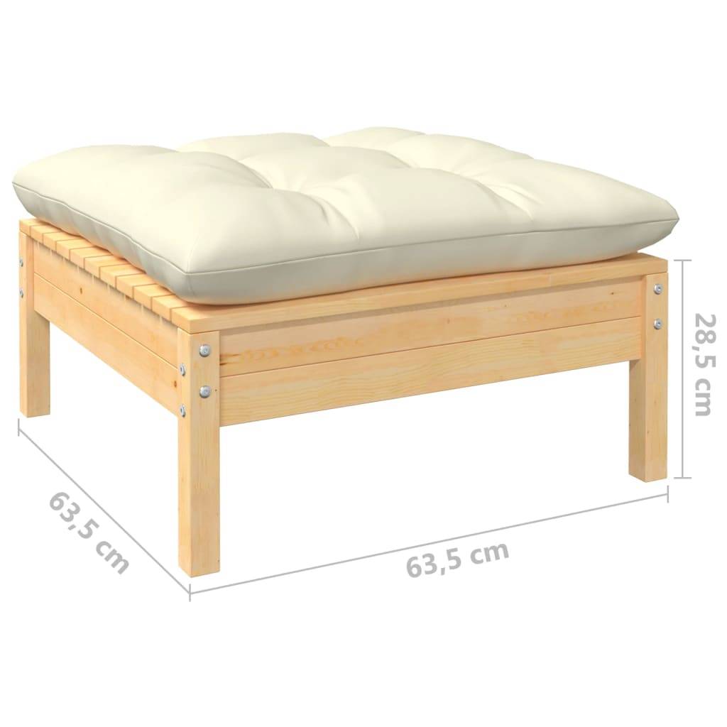 vidaXL Outdoor-Fußhocker mit Kissen Massivholz Kiefer