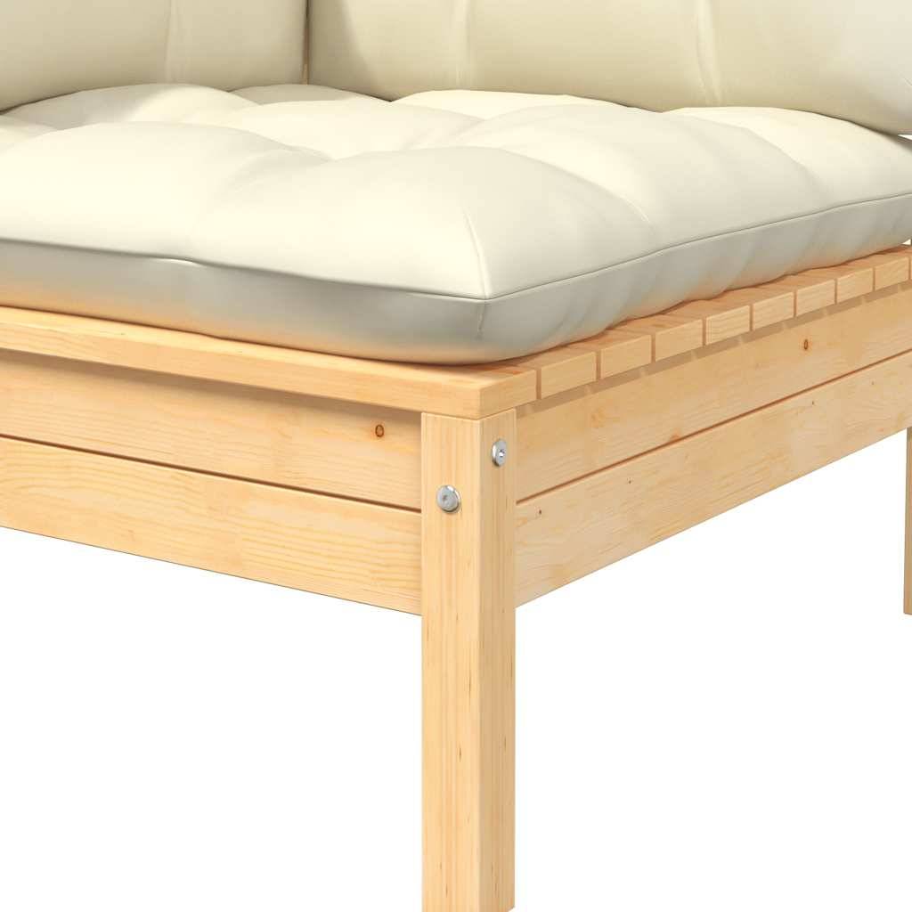 vidaXL Garten-Ecksofa mit Kissen in Creme Massivholz Kiefer