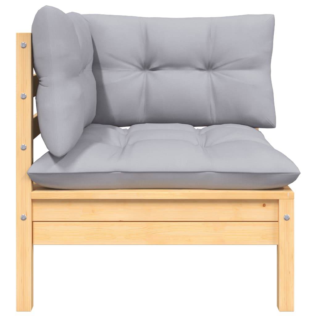 vidaXL Garten-Ecksofa mit Kissen in Grau Massivholz Kiefer