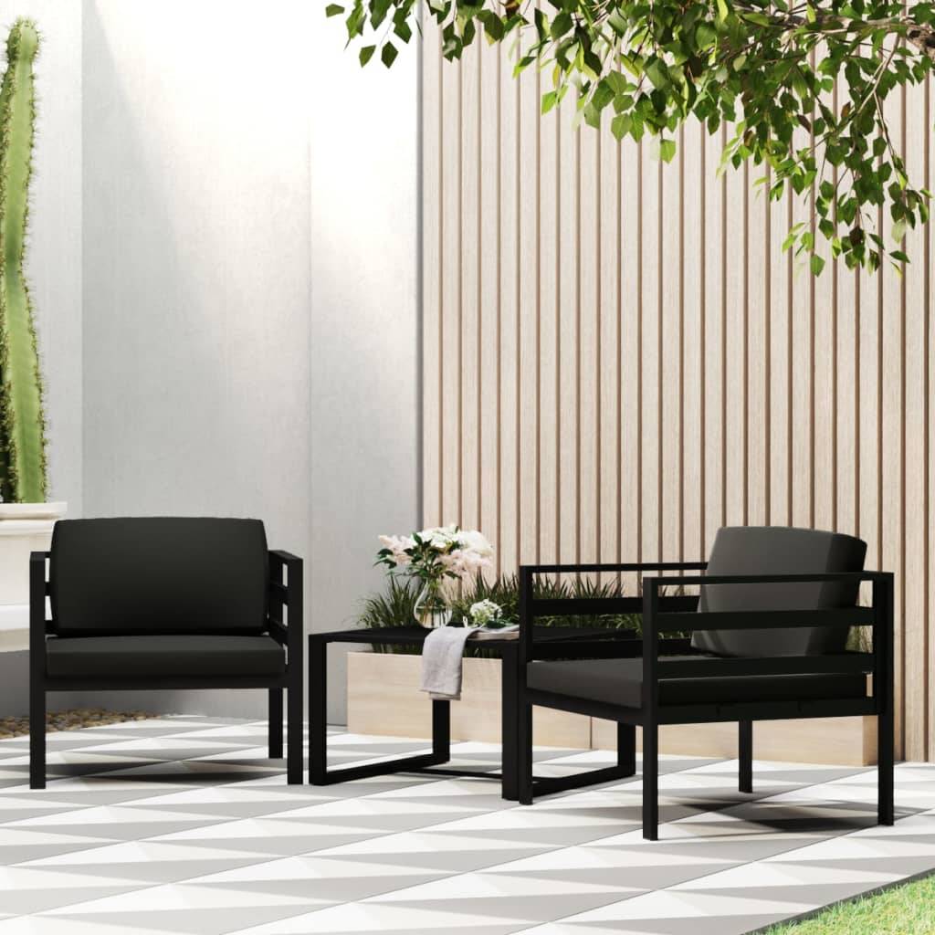 vidaXL Einzelsofas 2 Stk. mit Kissen Aluminium Anthrazit