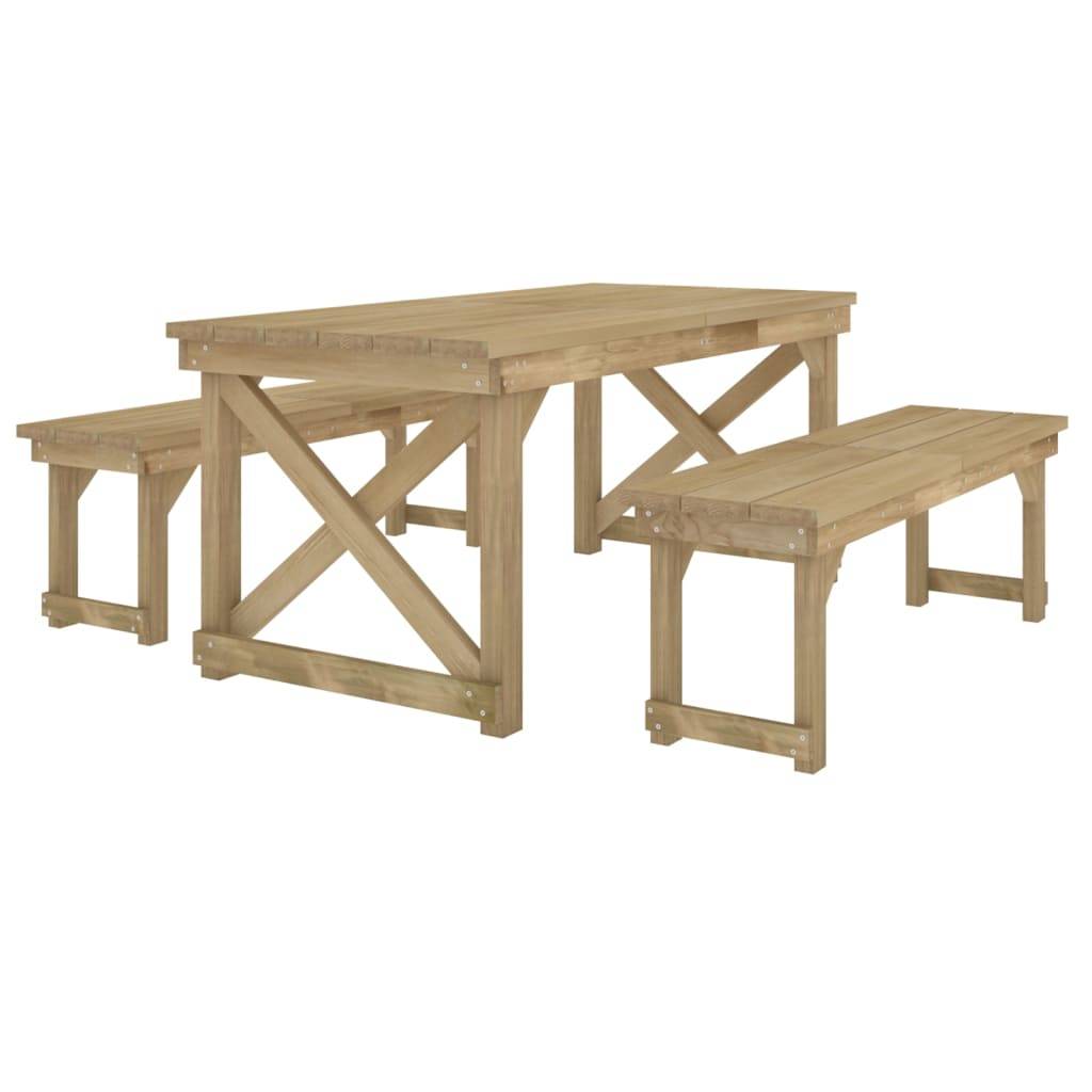 vidaXL 3-tlg. Garten-Essgruppe Massivholz Kiefer Imprägniert