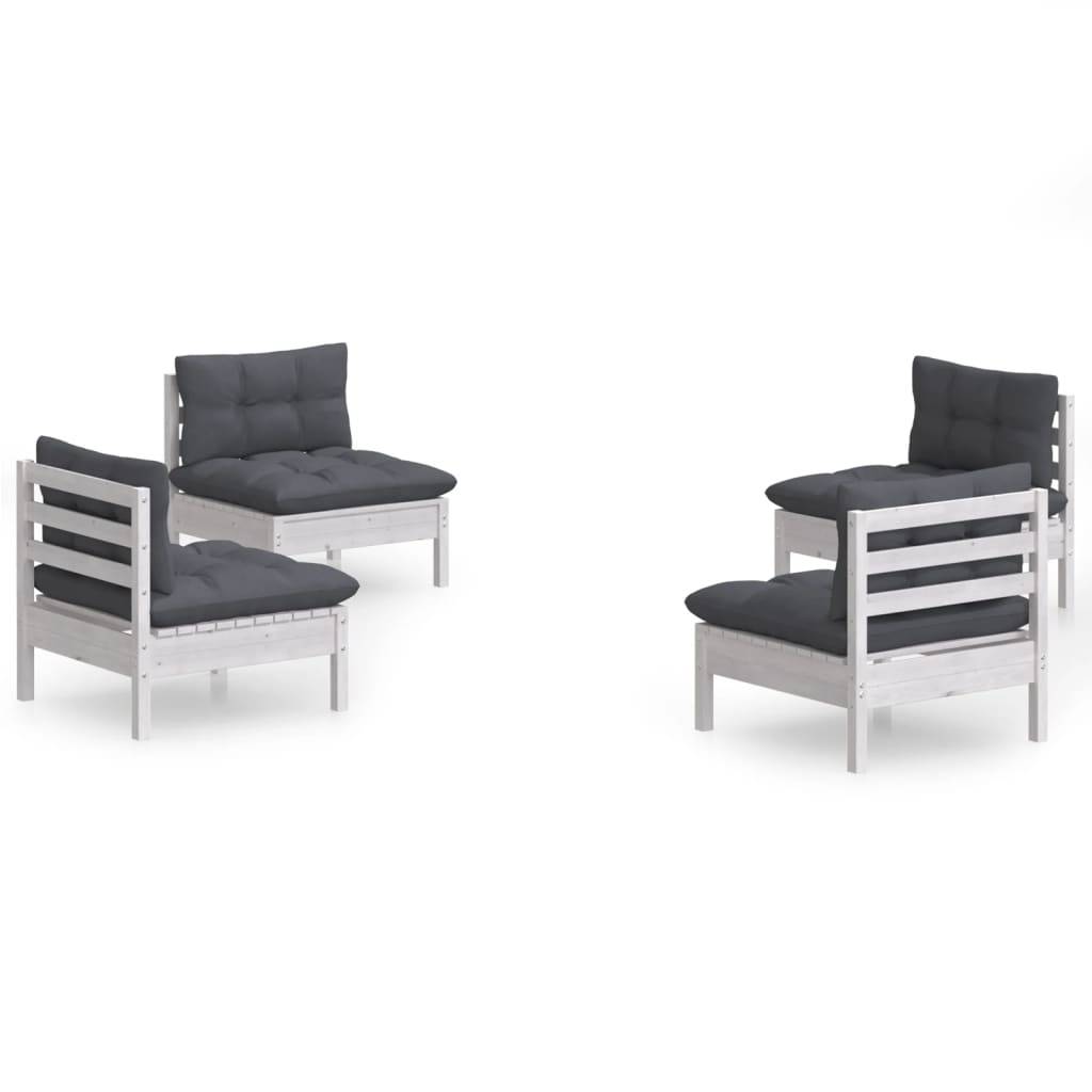 vidaXL 4-tlg. Garten-Lounge-Set mit Anthrazit Kissen Kiefernholz