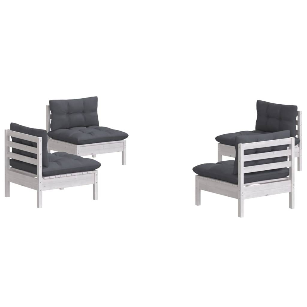 vidaXL 4-tlg. Garten-Lounge-Set mit Anthrazit Kissen Kiefernholz