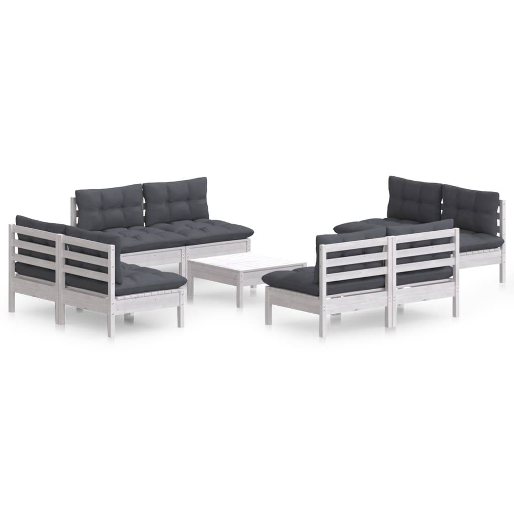 vidaXL 9-tlg. Garten-Lounge-Set mit Anthrazit Kissen Kiefernholz