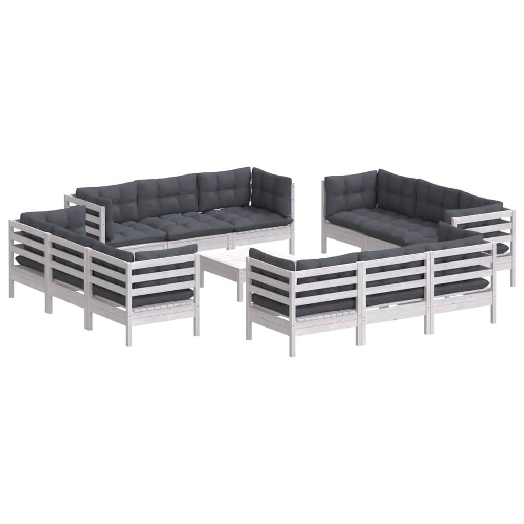 vidaXL 13-tlg. Garten-Lounge-Set mit Anthrazit Kissen Kiefernholz