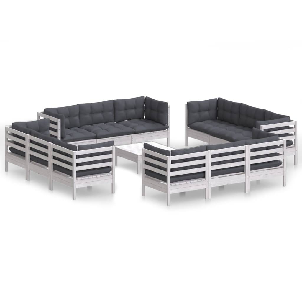 vidaXL 13-tlg. Garten-Lounge-Set mit Anthrazit Kissen Kiefernholz