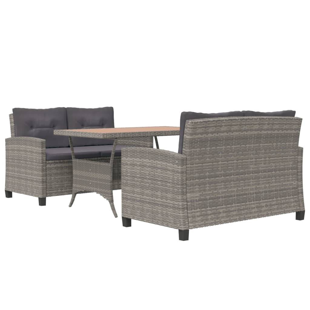 vidaXL 3-tlg. Garten-Essgruppe Poly Rattan & Massivholz Akazie