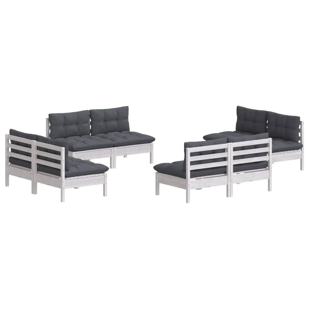 vidaXL 8-tlg. Garten-Lounge-Set mit Anthrazit Kissen Kiefernholz