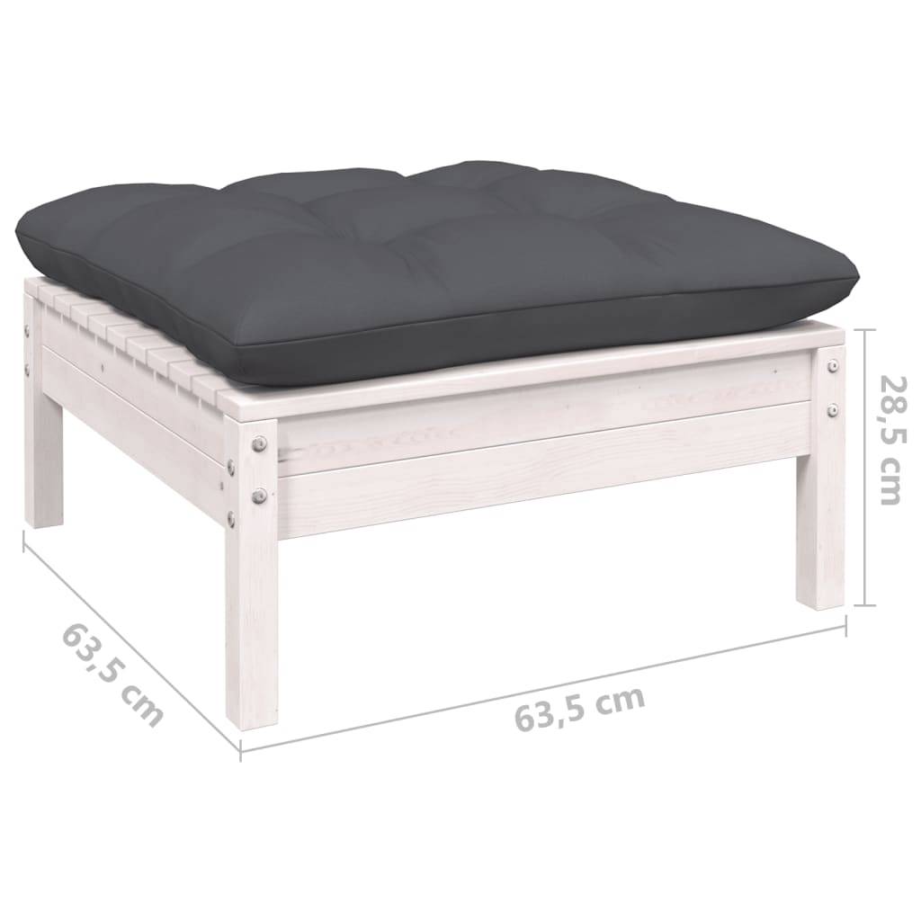 vidaXL 2-Sitzer-Gartensofa mit Kissen Weiß Massivholz Kiefer