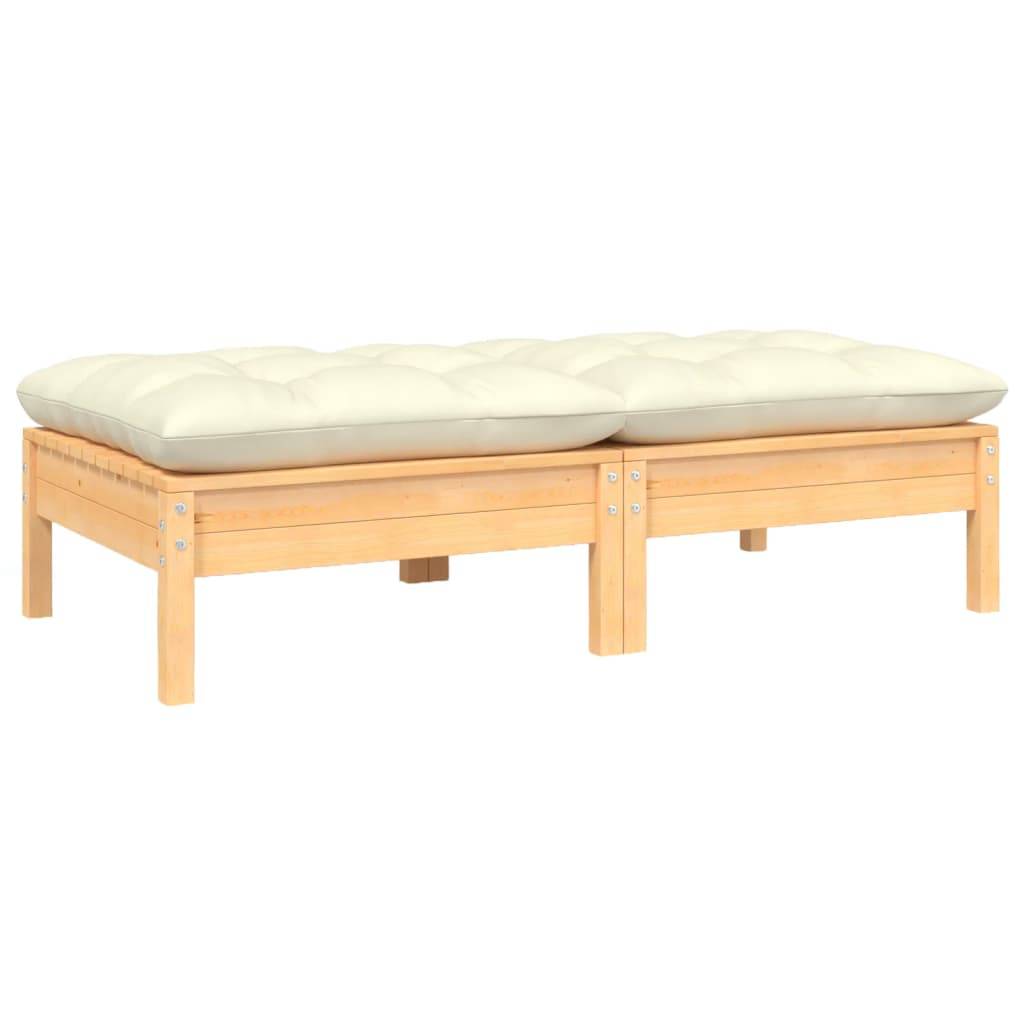 vidaXL Gartensofa 2-Sitzer mit Kissen in Creme Massivholz Kiefer