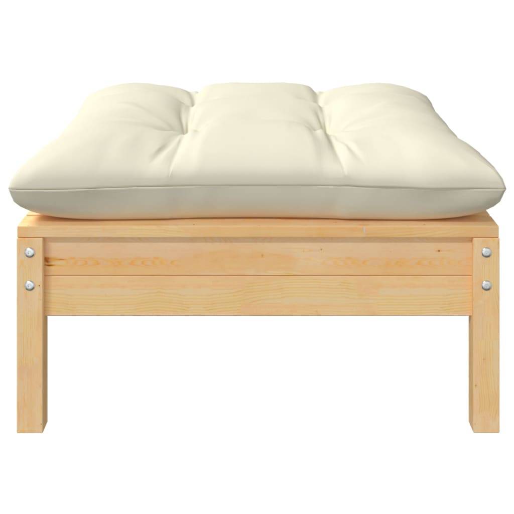 vidaXL Gartensofa 2-Sitzer mit Kissen in Creme Massivholz Kiefer