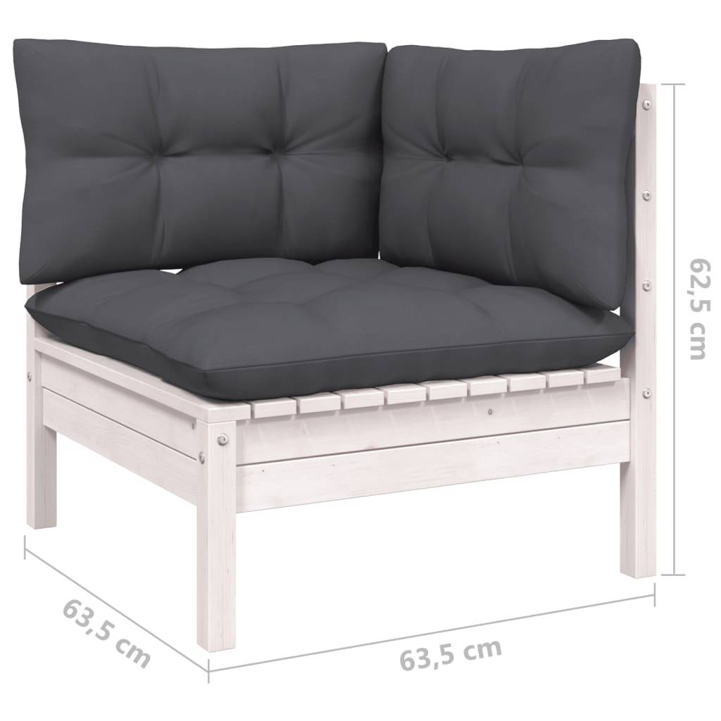 vidaXL 8-tlg. Garten-Lounge-Set mit Kissen Weiß Kiefernholz