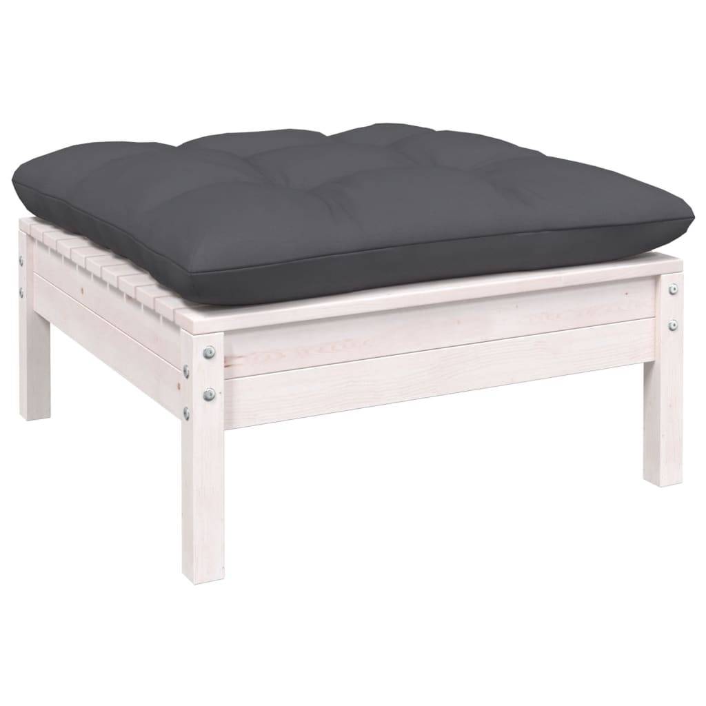 vidaXL 12-tlg. Garten-Lounge-Set mit Kissen Weiß Kiefernholz
