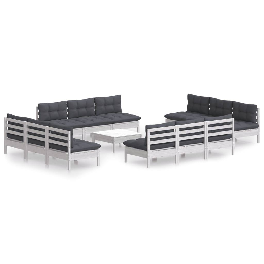 vidaXL 13-tlg. Garten-Lounge-Set mit Anthrazit Kissen Kiefernholz