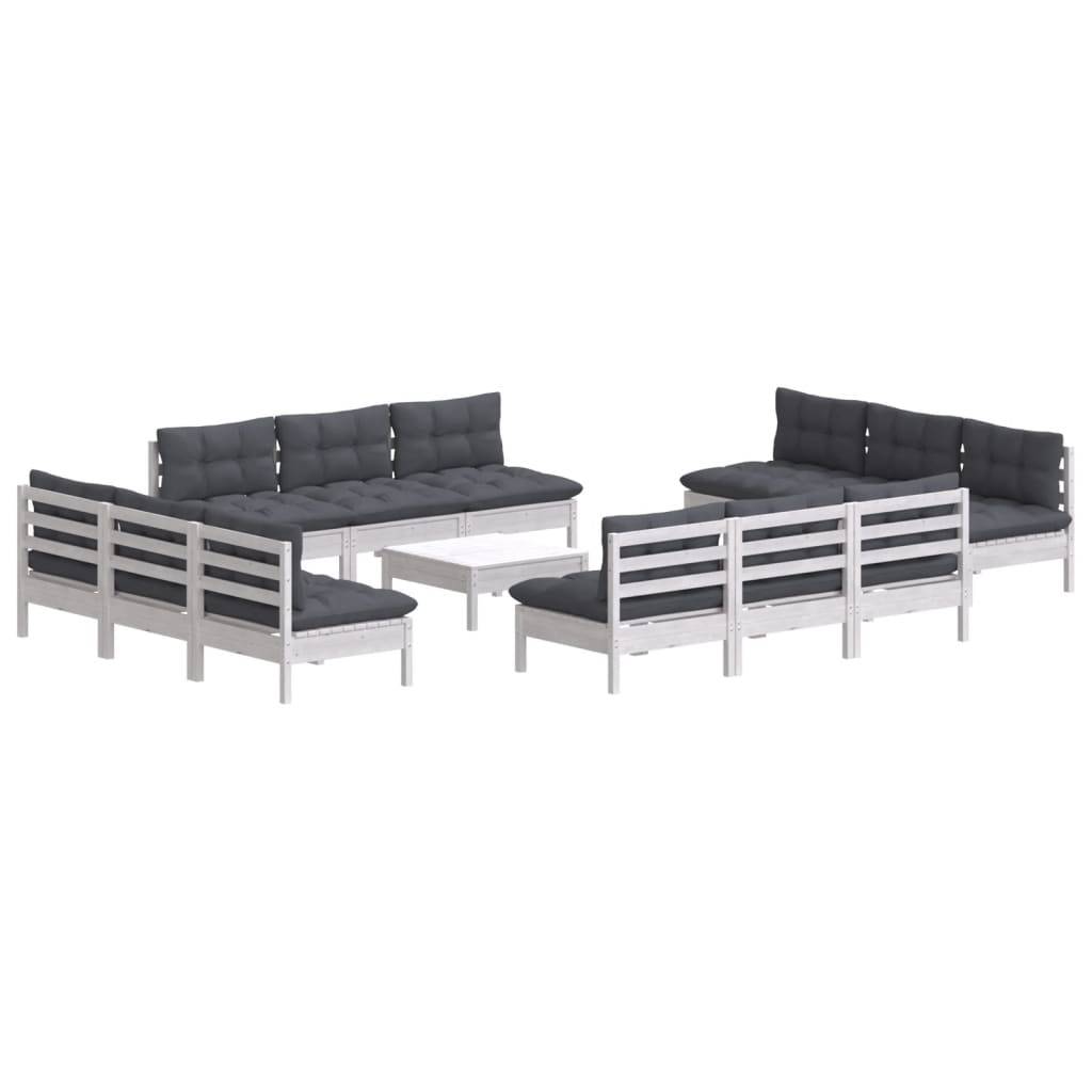 vidaXL 13-tlg. Garten-Lounge-Set mit Anthrazit Kissen Kiefernholz