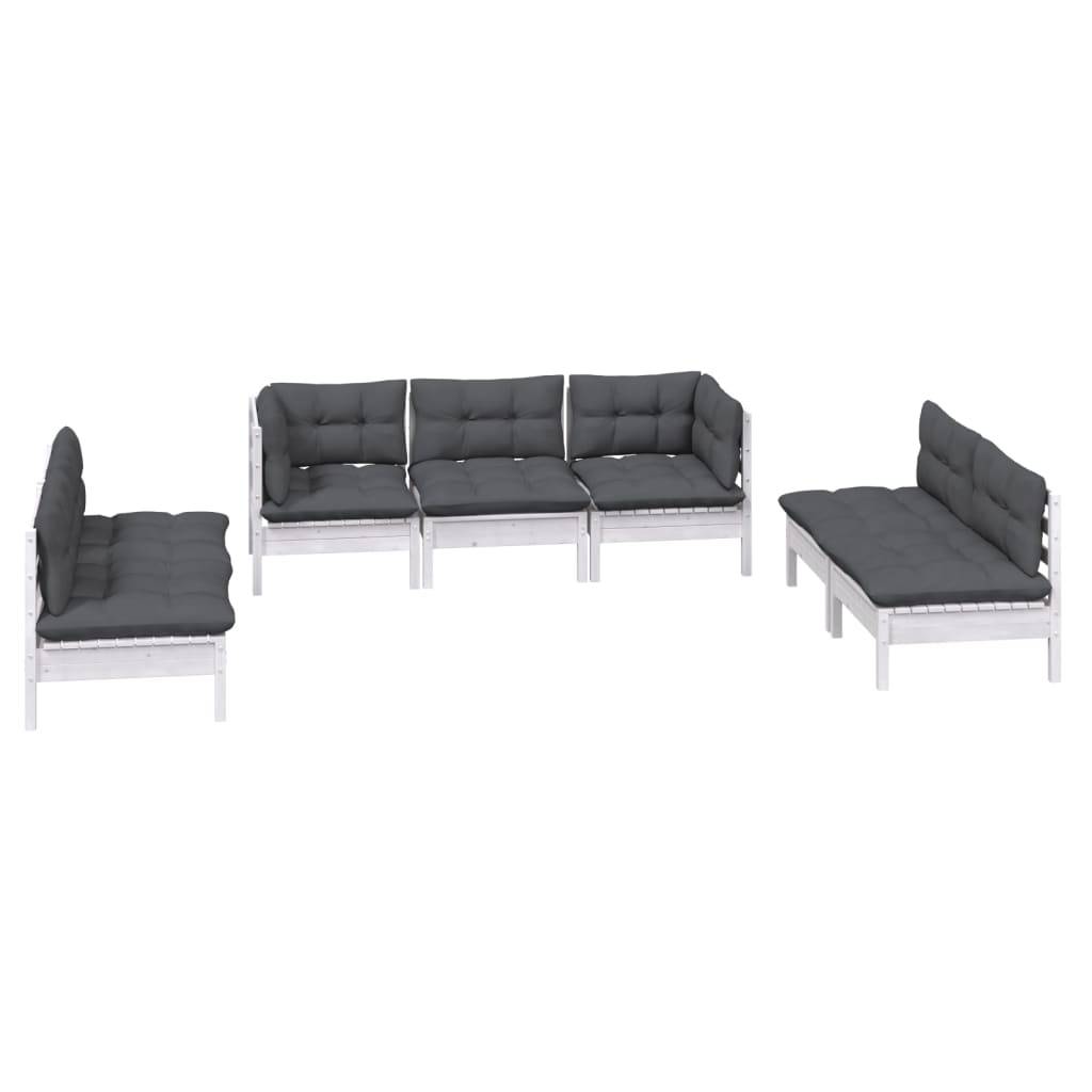 vidaXL 7-tlg. Garten-Lounge-Set mit Kissen Kiefer Massivholz