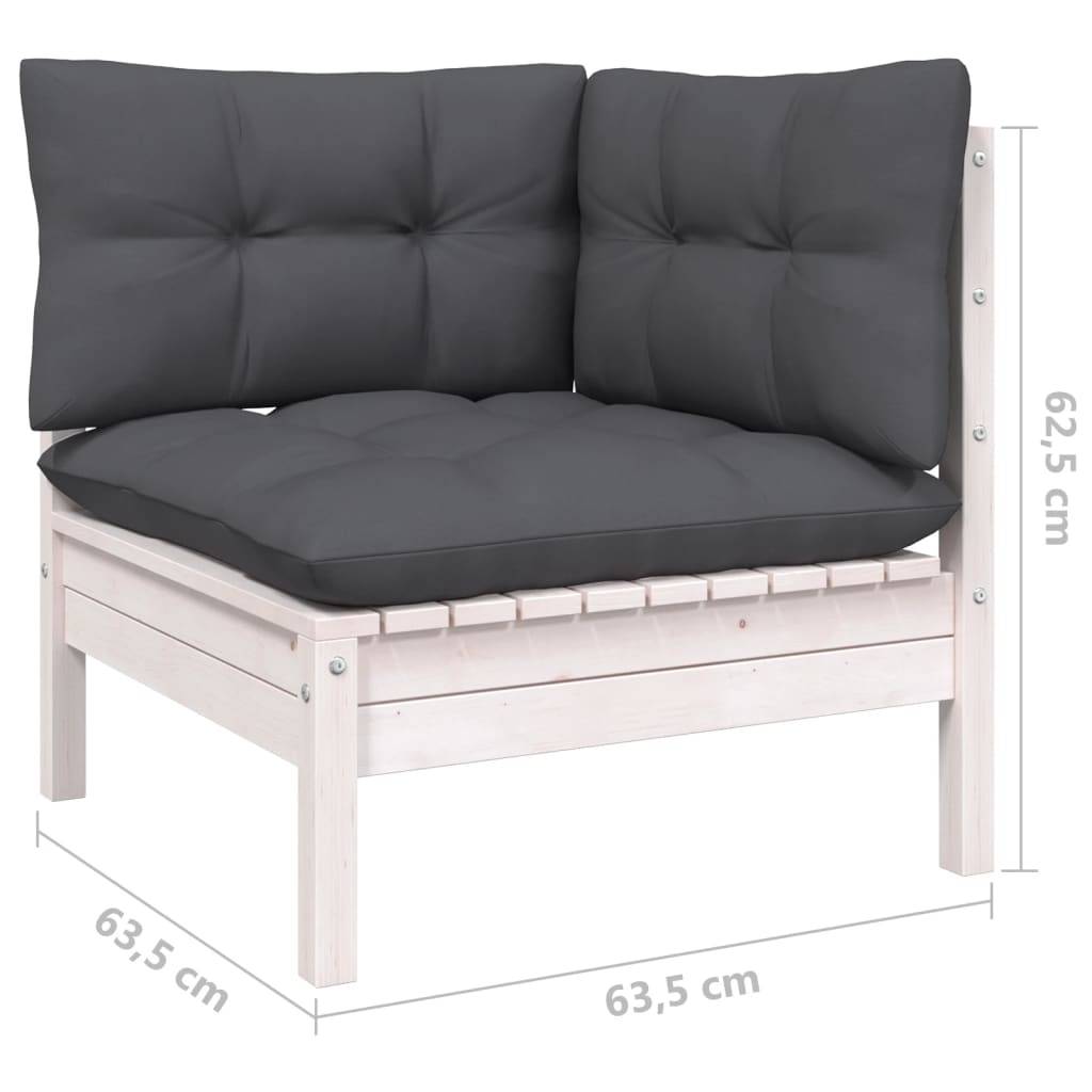 vidaXL 12-tlg. Garten-Lounge-Set mit Kissen Weiß Kiefer Massivholz