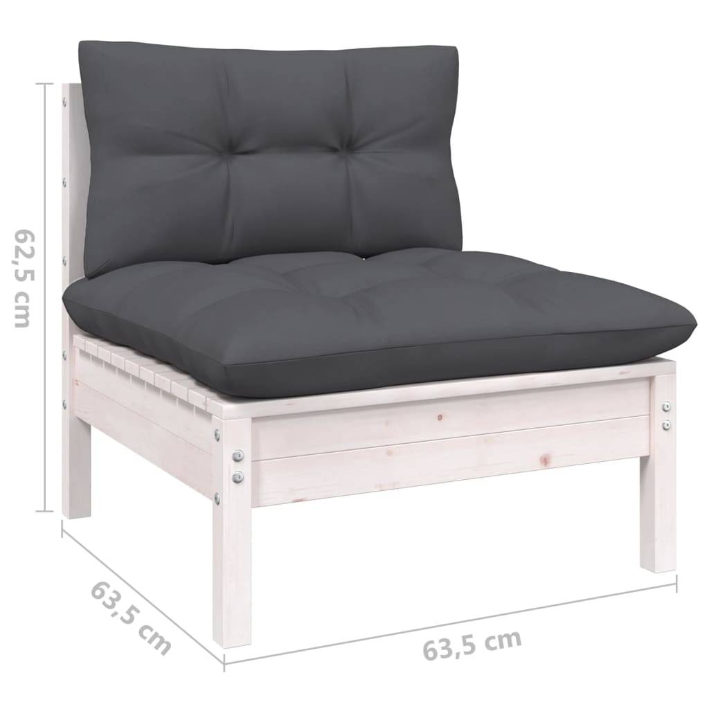 vidaXL 6-tlg. Garten-Lounge-Set mit Kissen Weiß Kiefer Massivholz