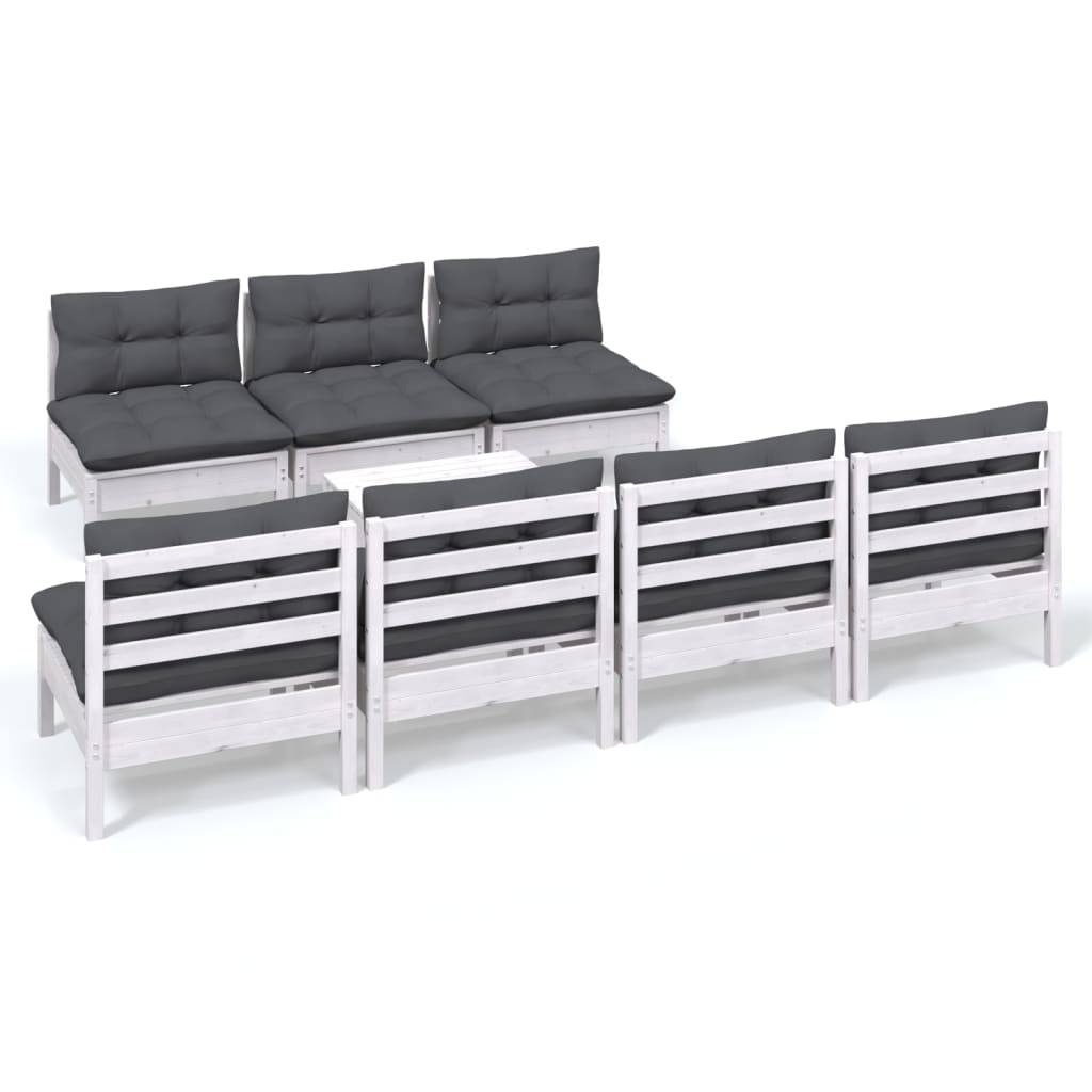 vidaXL 8-tlg. Garten-Lounge-Set mit Anthrazit Kissen Kiefernholz
