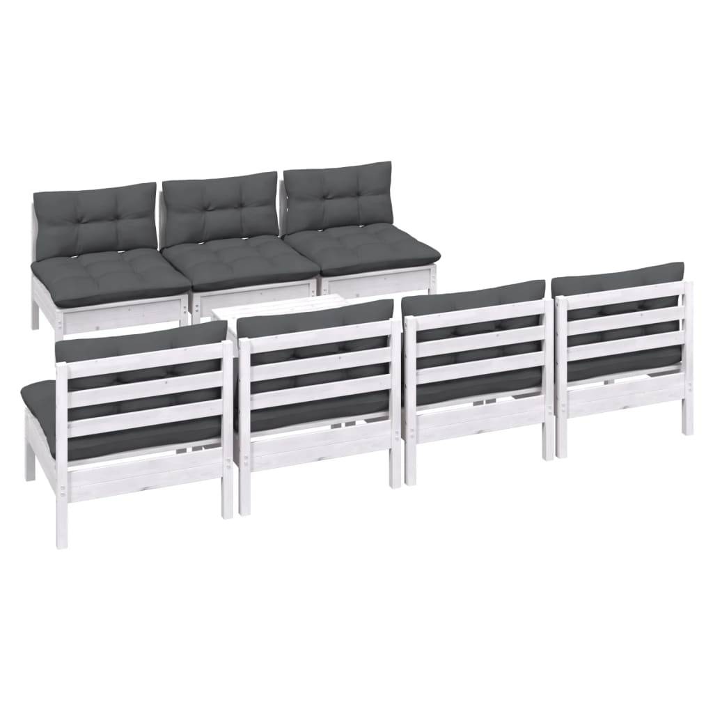 vidaXL 8-tlg. Garten-Lounge-Set mit Anthrazit Kissen Kiefernholz
