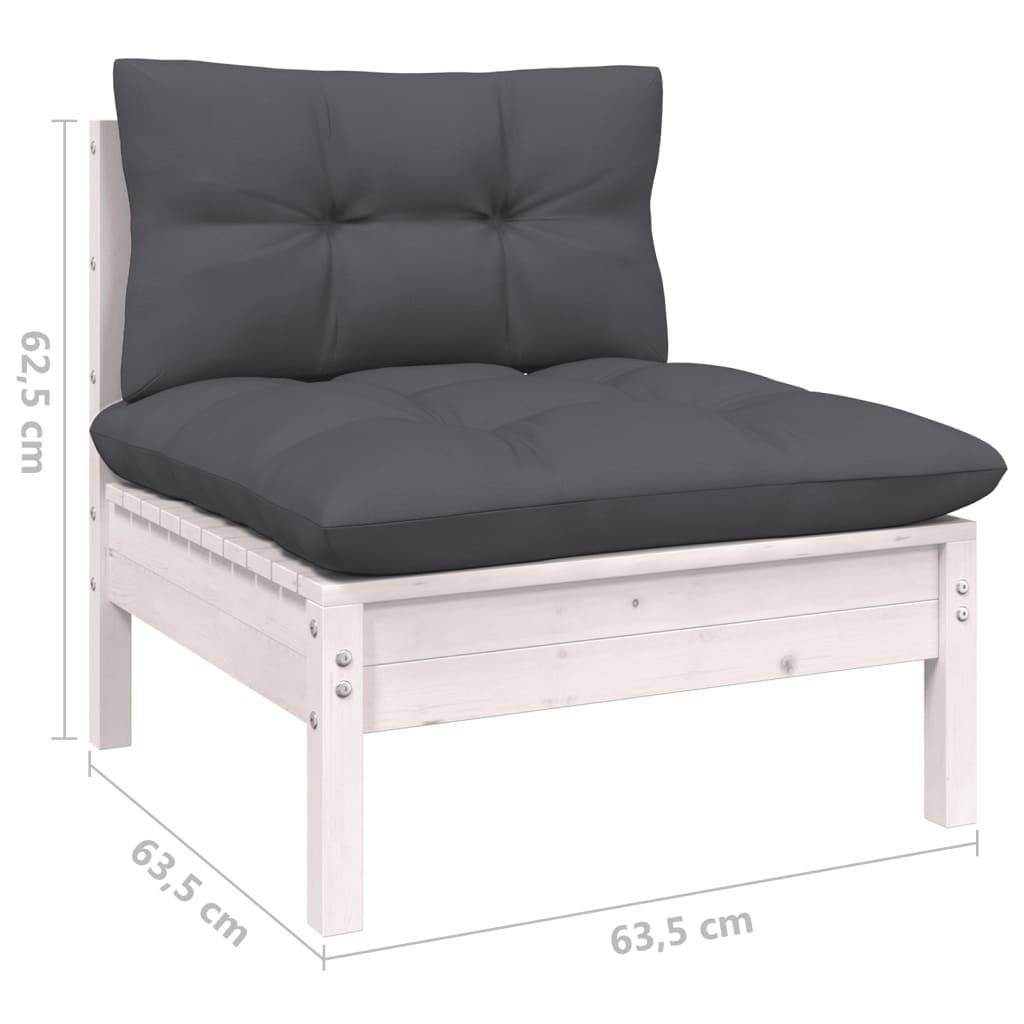 vidaXL 12-tlg. Garten-Lounge-Set mit Kissen Weiß Massivholz Kiefer