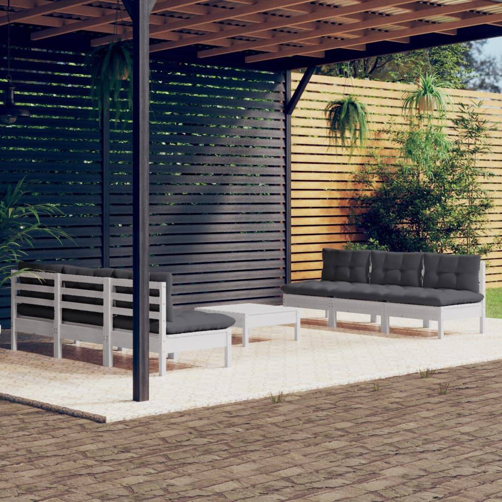 vidaXL 7-tlg. Garten-Lounge-Set mit Anthrazit Kissen Kiefernholz