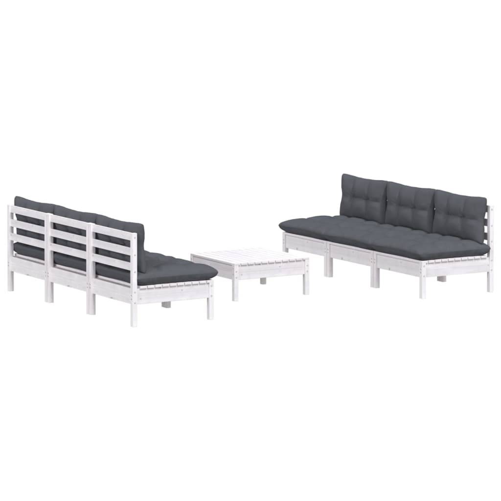 vidaXL 7-tlg. Garten-Lounge-Set mit Anthrazit Kissen Kiefernholz