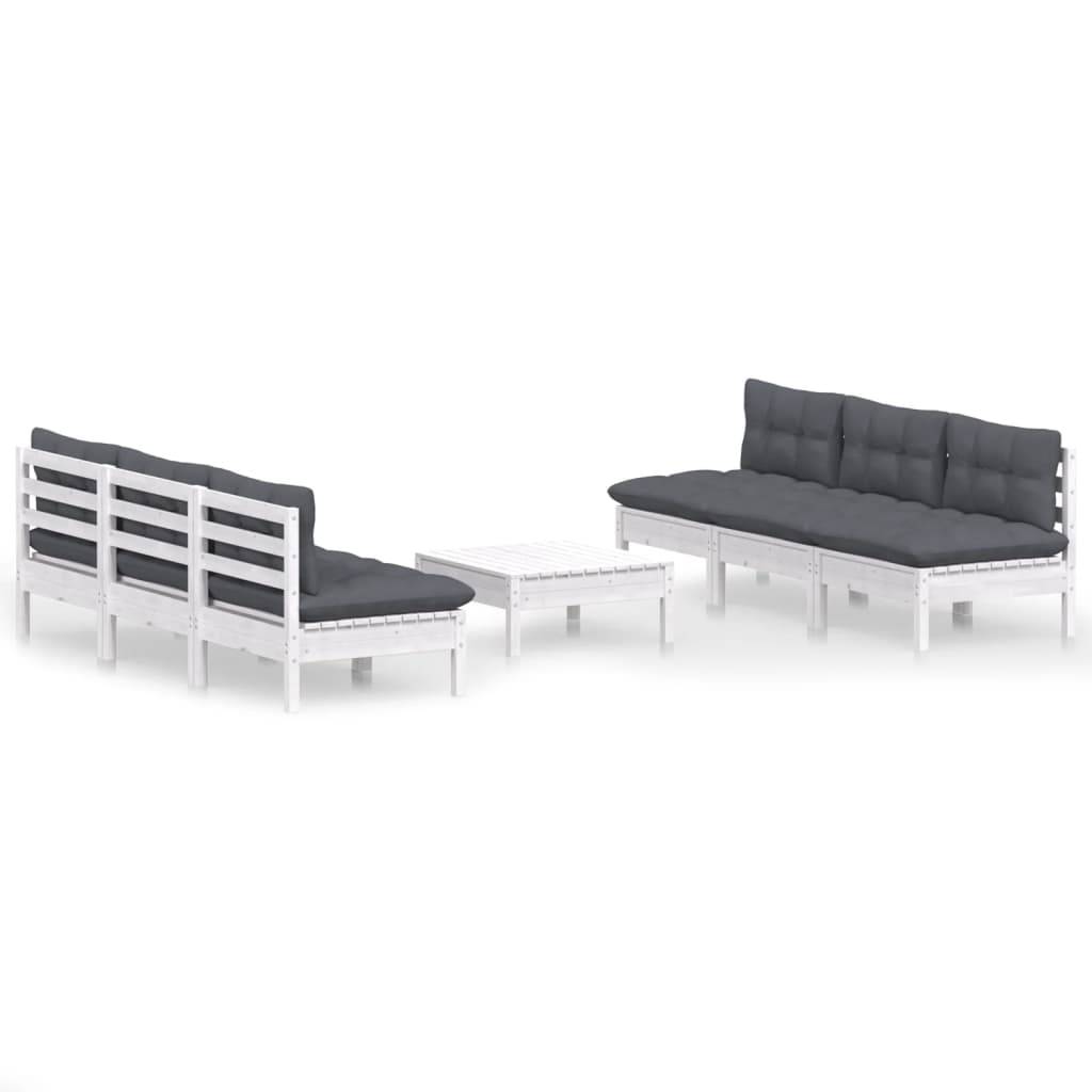 vidaXL 7-tlg. Garten-Lounge-Set mit Anthrazit Kissen Kiefernholz