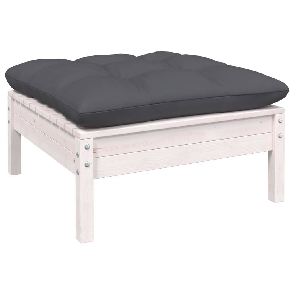 vidaXL 11-tlg. Garten-Lounge-Set mit Kissen Weiß Kiefer Massivholz