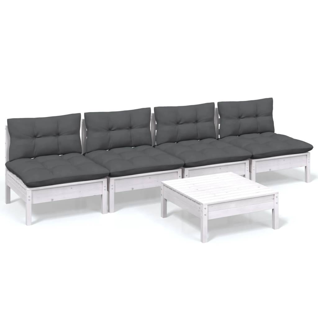 vidaXL 5-tlg. Garten-Lounge-Set mit Anthrazit Kissen Kiefernholz