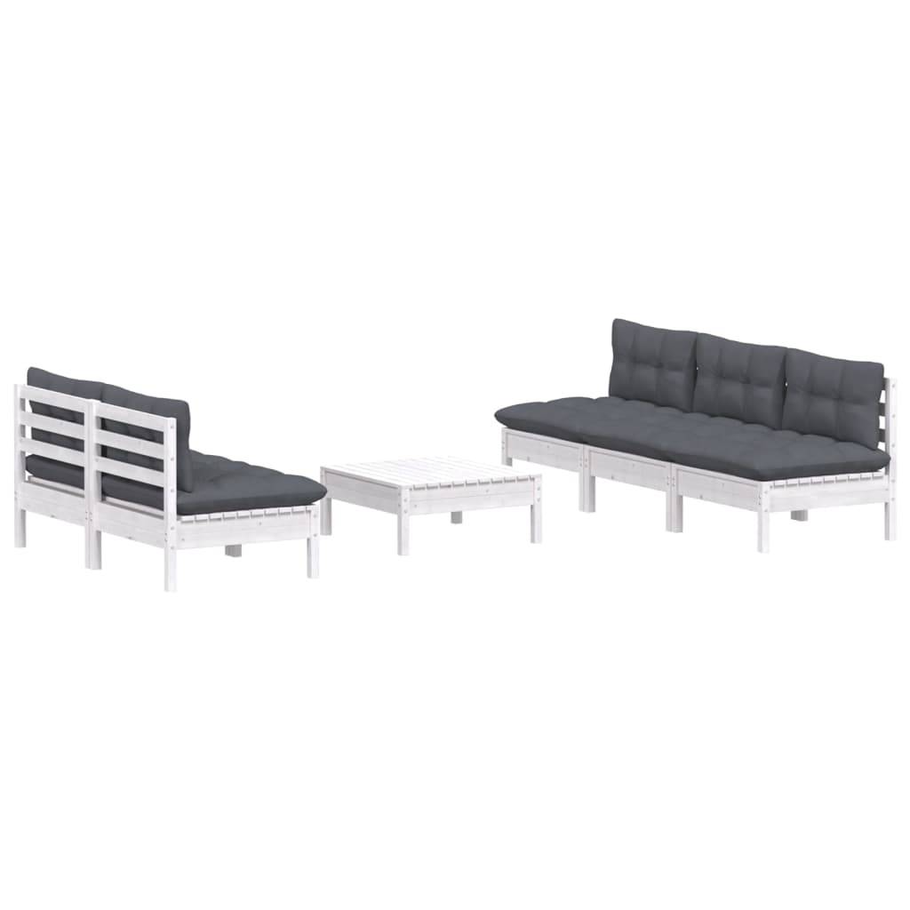 vidaXL 6-tlg. Garten-Lounge-Set mit Anthrazit Kissen Kiefernholz