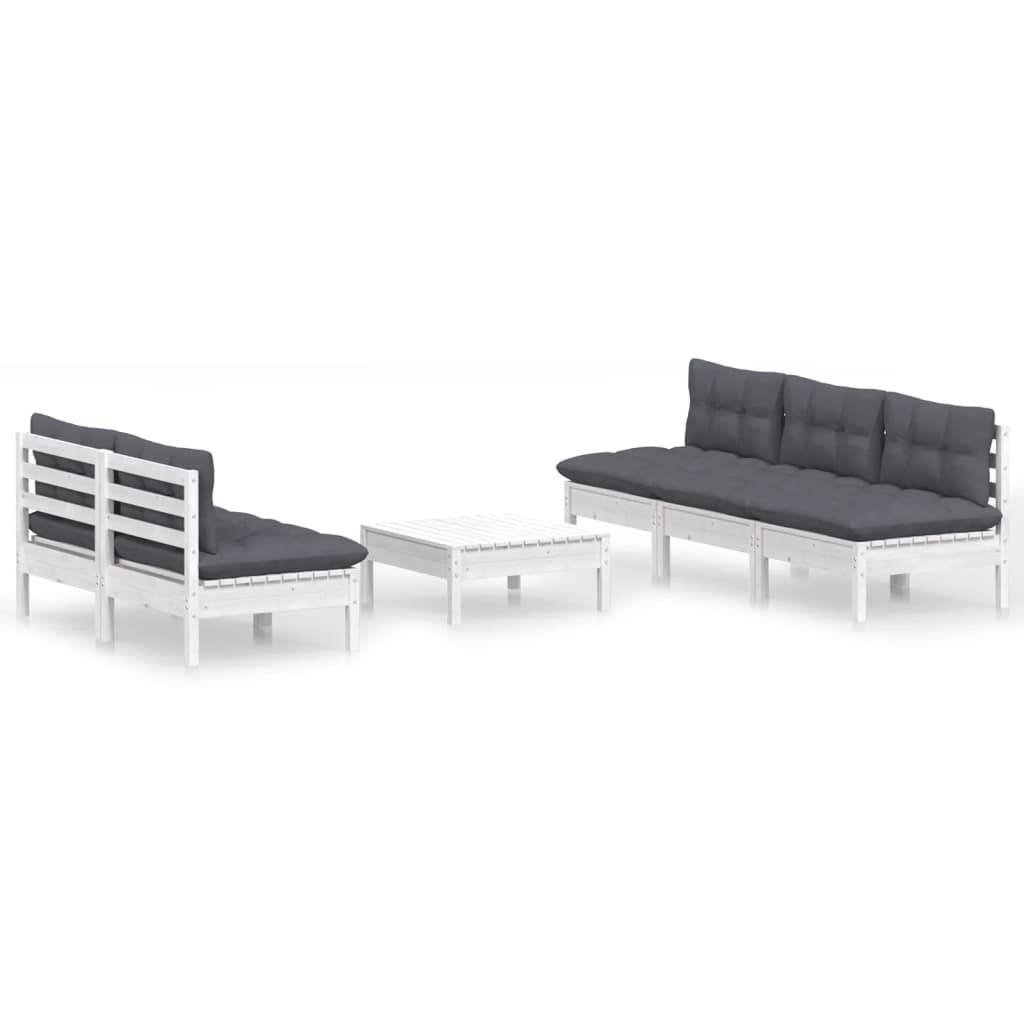 vidaXL 6-tlg. Garten-Lounge-Set mit Anthrazit Kissen Kiefernholz