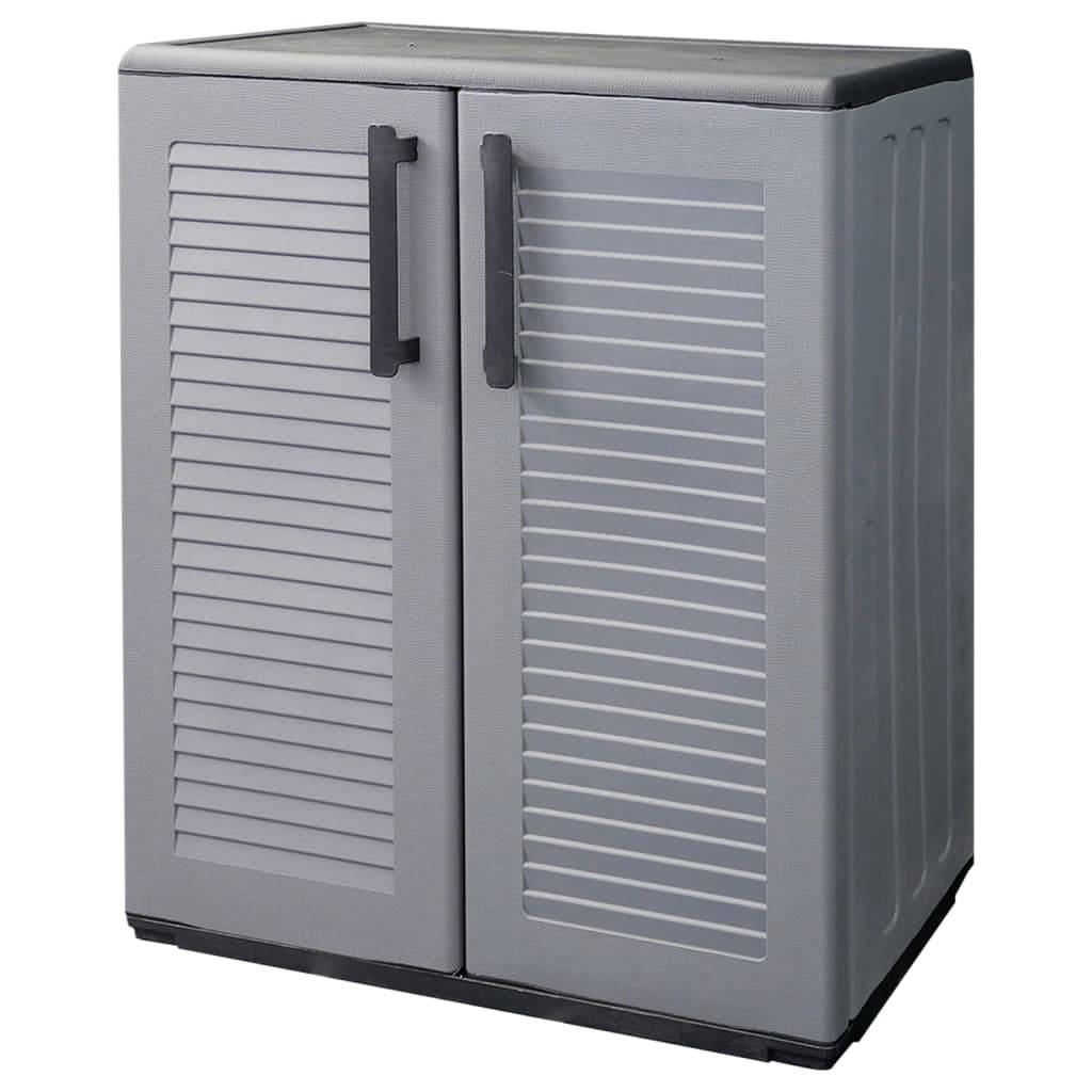 vidaXL Garten-Aufbewahrungsschrank Grau Schwarz 68x37x84 cm PP