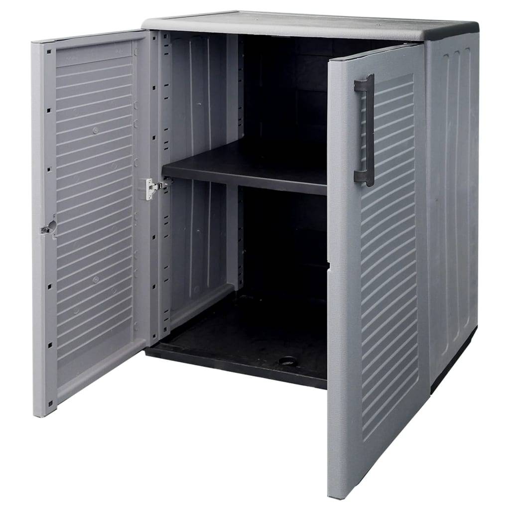 vidaXL Garten-Aufbewahrungsschrank Grau Schwarz 68x37x84 cm PP