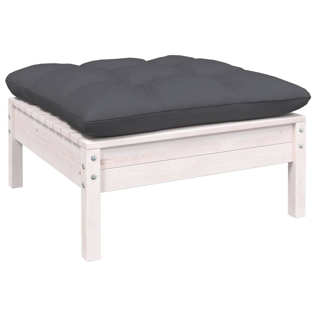 vidaXL 10-tlg. Garten-Lounge-Set mit Kissen Weiß Kiefer Massivholz