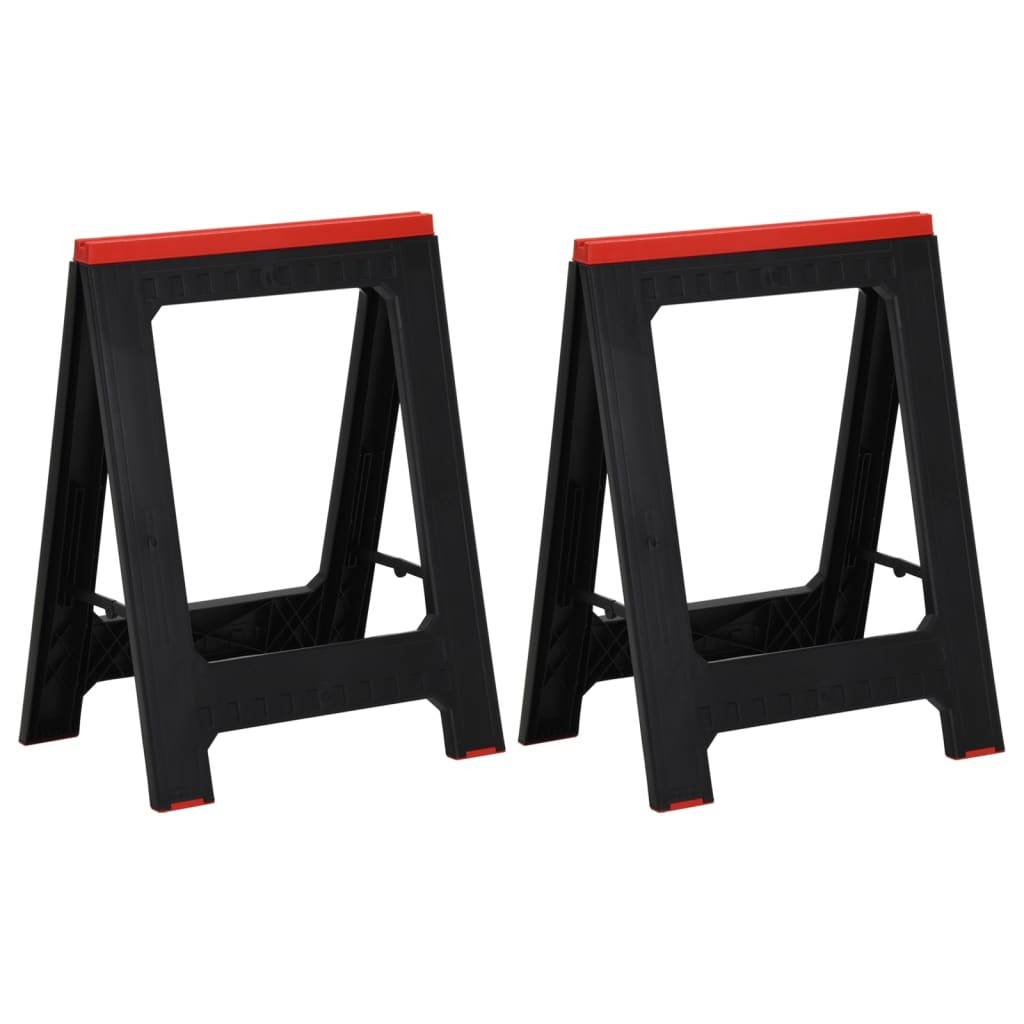 vidaXL Arbeitsböcke 2 Stk. Klappbar Schwarz & Rot Polypropylen 350 kg