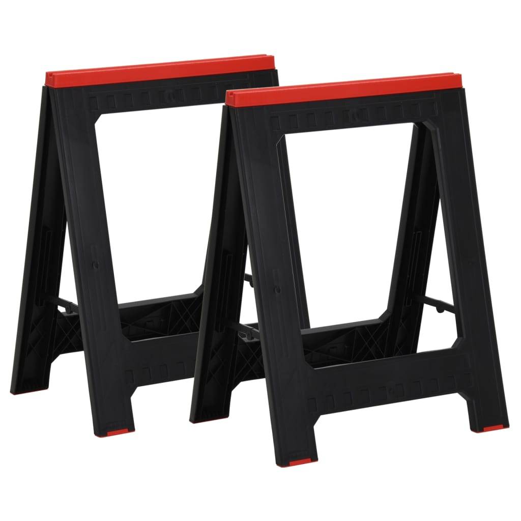 vidaXL Arbeitsböcke 2 Stk. Klappbar Schwarz & Rot Polypropylen 350 kg