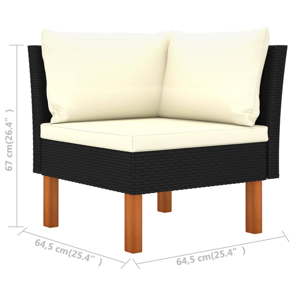 vidaXL Ecksofas 2 Stk. Poly Rattan und Eukalyptus Massivholz