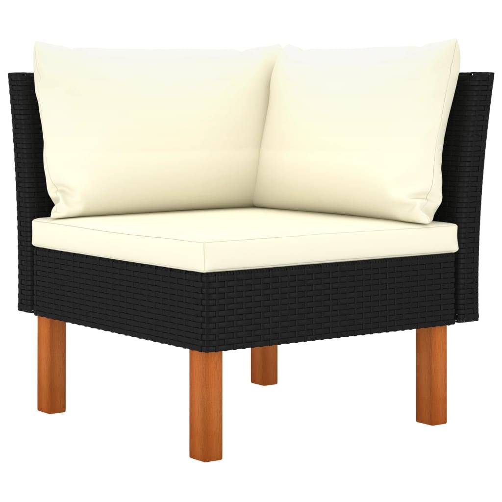 vidaXL 6-tlg. Garten-Lounge-Set mit Kissen Poly Rattan Schwarz