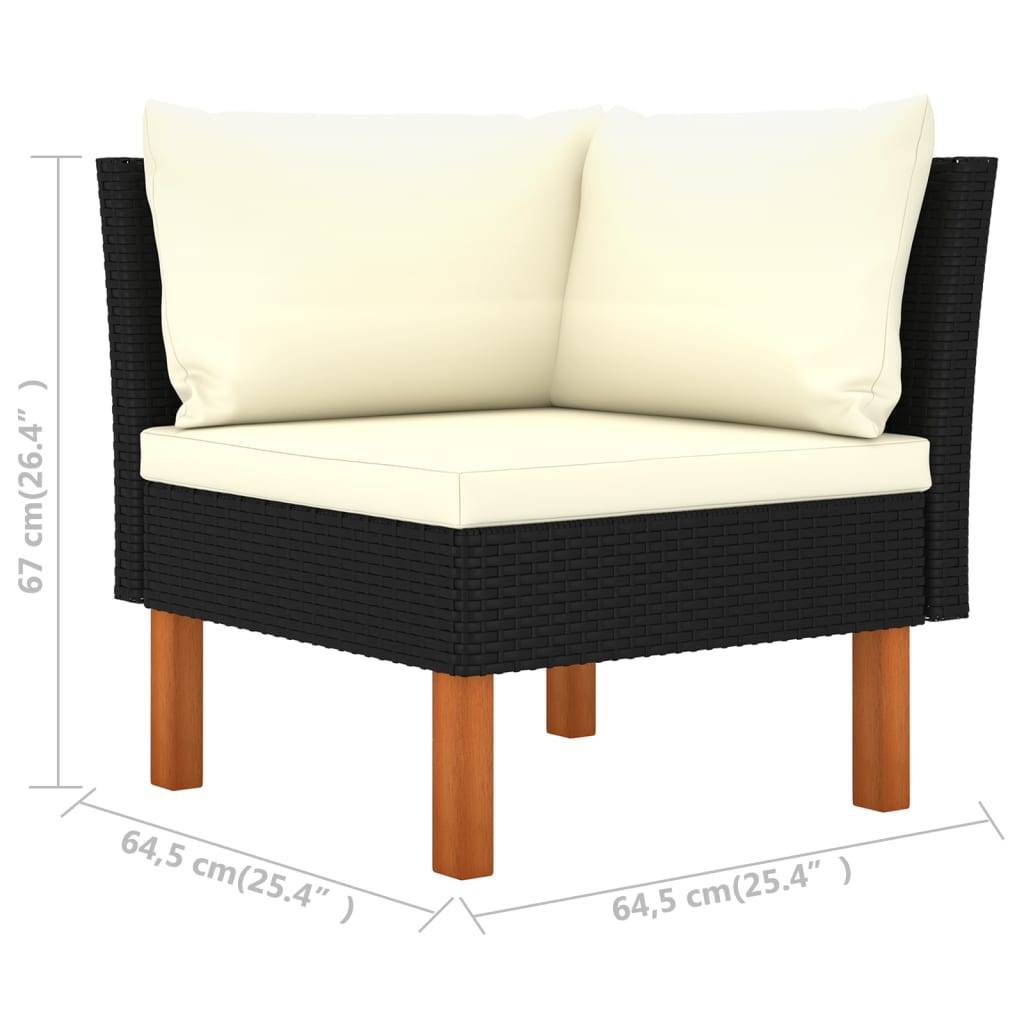 vidaXL Ecksofa Poly Rattan und Eukalyptus Massivholz