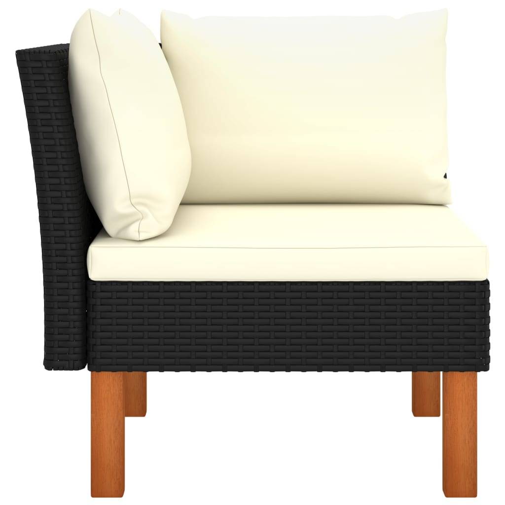 vidaXL Ecksofa Poly Rattan und Eukalyptus Massivholz